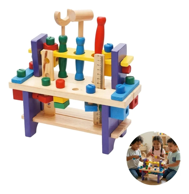 BANCO DE HERRAMIENTAS DE MADERA DIDACTICO PARA NIÑOS - 1