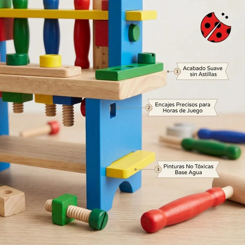 BANCO DE HERRAMIENTAS DE MADERA DIDACTICO PARA NIÑOS - 2