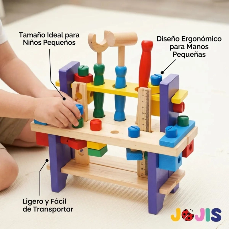 BANCO DE HERRAMIENTAS DE MADERA DIDACTICO PARA NIÑOS - 4