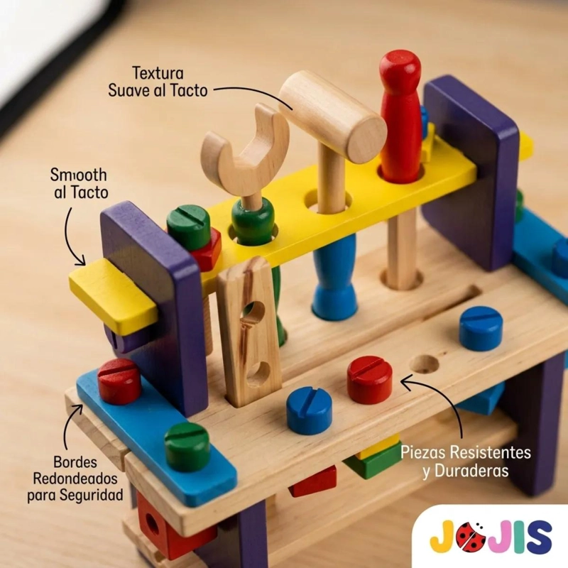 BANCO DE HERRAMIENTAS DE MADERA DIDACTICO PARA NIÑOS - 5