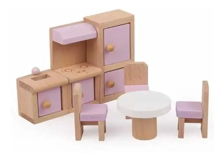 JUEGO DE MUEBLES DE MADERA PARA CASA DE MUÑECAS 22 PIEZAS - 5