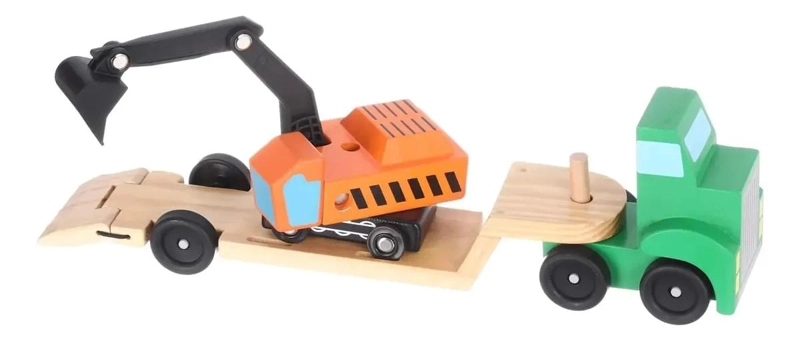 CAMION EXCAVADORA DE MADERA DIDACTICO PARA NIÑOS - 1