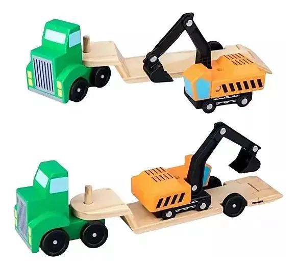 CAMION EXCAVADORA DE MADERA DIDACTICO PARA NIÑOS - 3