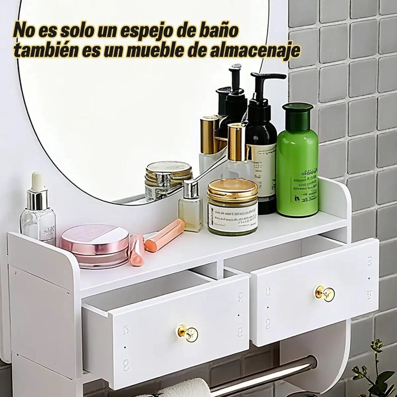 ESTANTE REPISA PARA BAÑO CON ESPEJO INTEGRADO - 4