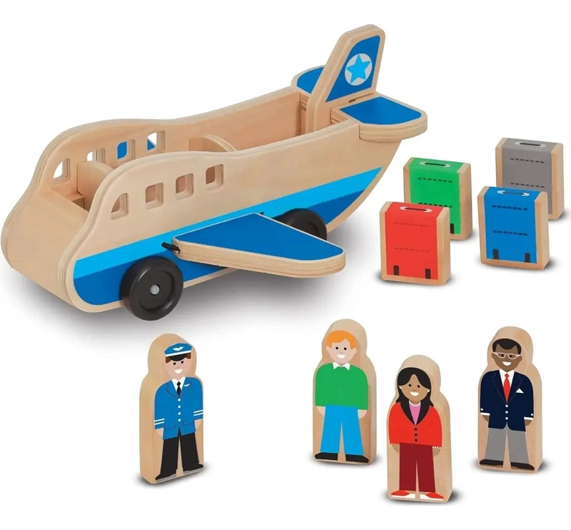 AVION DE MADERA DIDACTICO CON PASAJEROS Y EQUIPAJE - 1