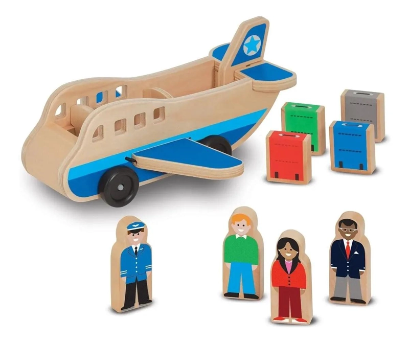 AVION DE MADERA DIDACTICO CON PASAJEROS Y EQUIPAJE - 2