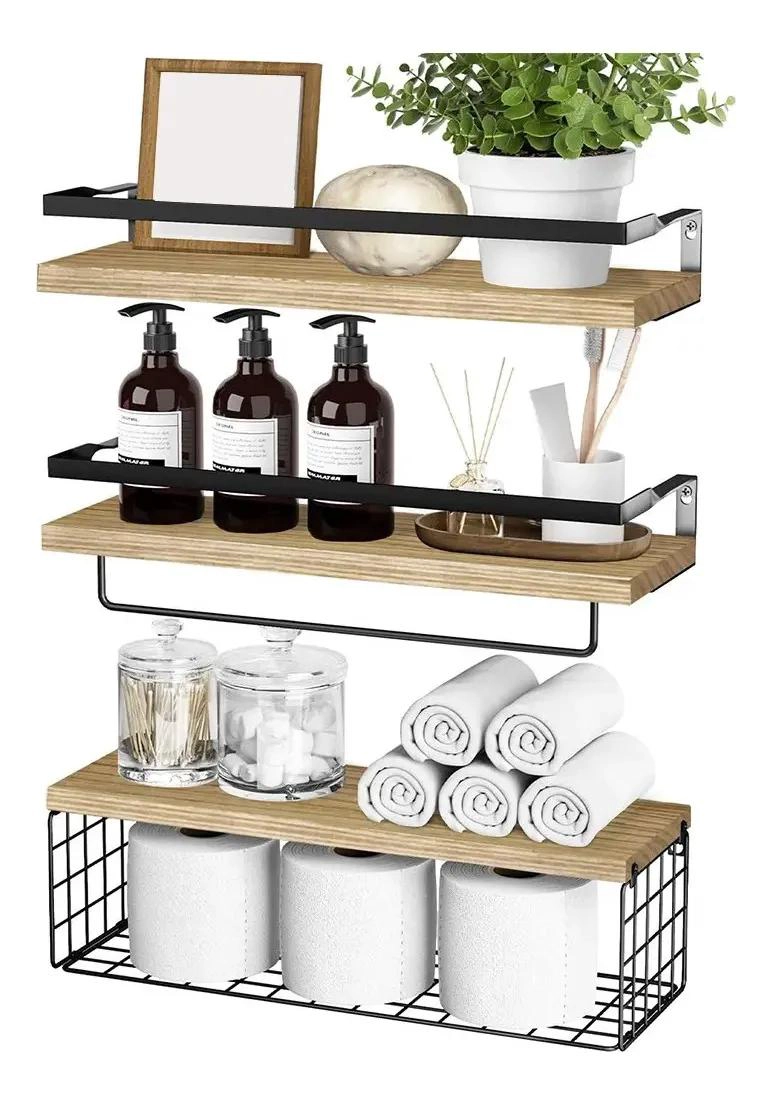 REPISAS FLOTANTES DE MADERA MULTIPROPOSITO PARA BAÑO - 2