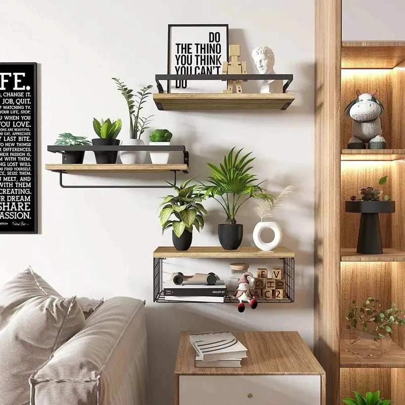 REPISAS FLOTANTES DE MADERA MULTIPROPOSITO PARA BAÑO - 4