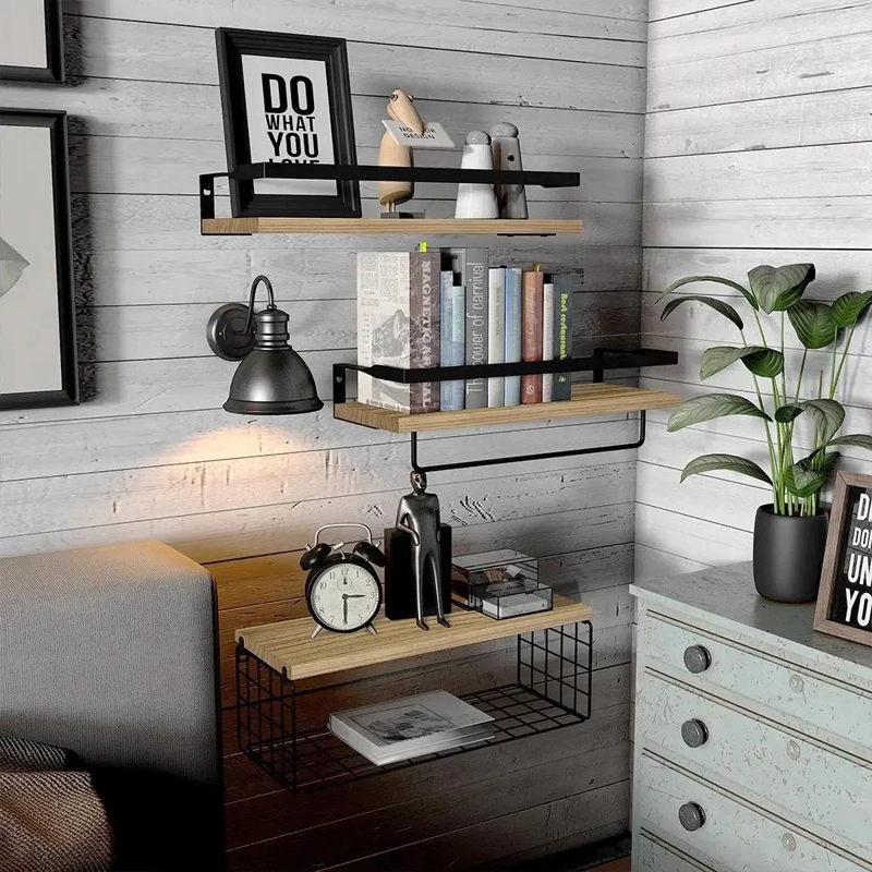 REPISAS FLOTANTES DE MADERA MULTIPROPOSITO PARA BAÑO - 5
