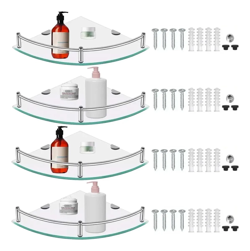 SET 4 REPISAS ESQUINERAS DE VIDRIO PARA BAÑO - 1