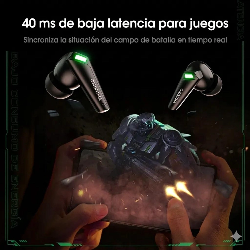 AUDIFONOS GAMER BLUETOOTH 5.3 CON BAJA LATENCIA Y LED - 4
