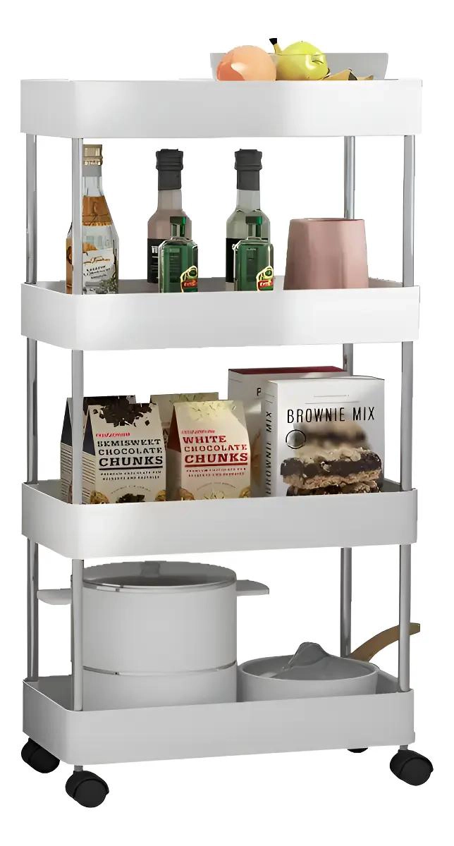 ORGANIZADOR PLASTICO MULTIUSOS CON RUEDAS Y 4 NIVELES - 1