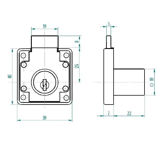 CERRADURA PARA MUEBLES Y CAJONES MODELO 2238-1922 - 3