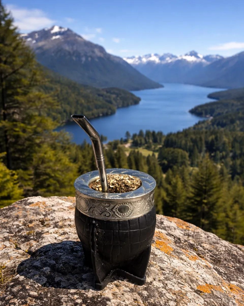 MATE DE CALABAZA PREMIUM CON CUERO CROCO Y VIROLA DE ALPA - 5