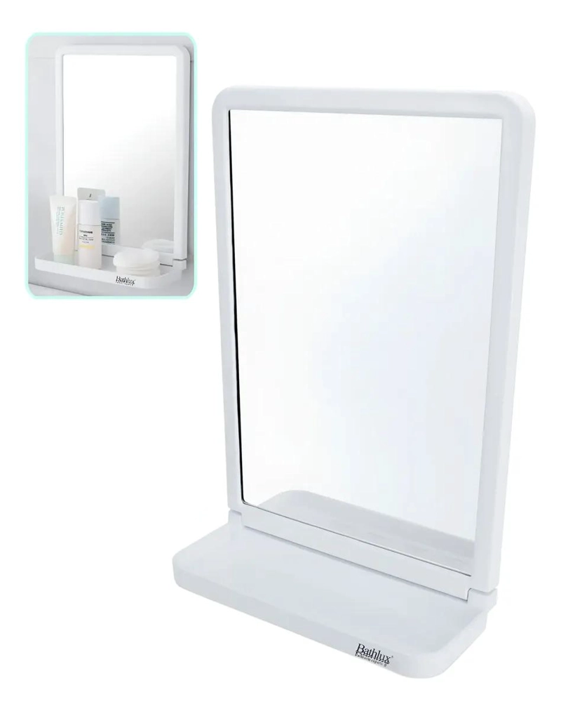 ESTANTE DE BAÑO CON ESPEJO Y VENTOSA PARA PARED - 1