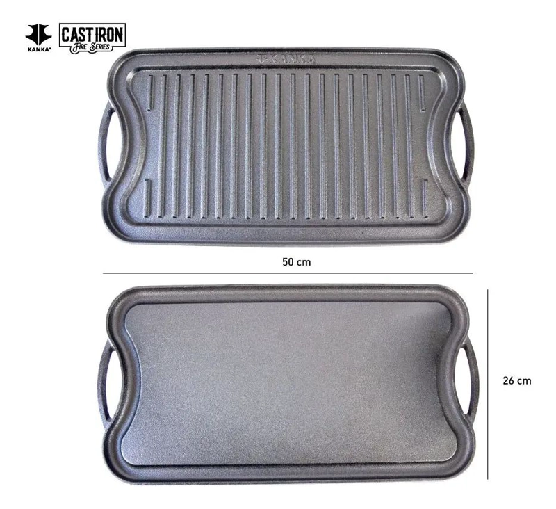 PLANCHA CHURRASQUERA 2 EN 1 DE HIERRO FUNDIDO 50 CM - 2