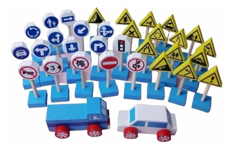 SEÑALES DE SEGURIDAD DE TRAFICO DE MADERA PARA NIÑOS - 3