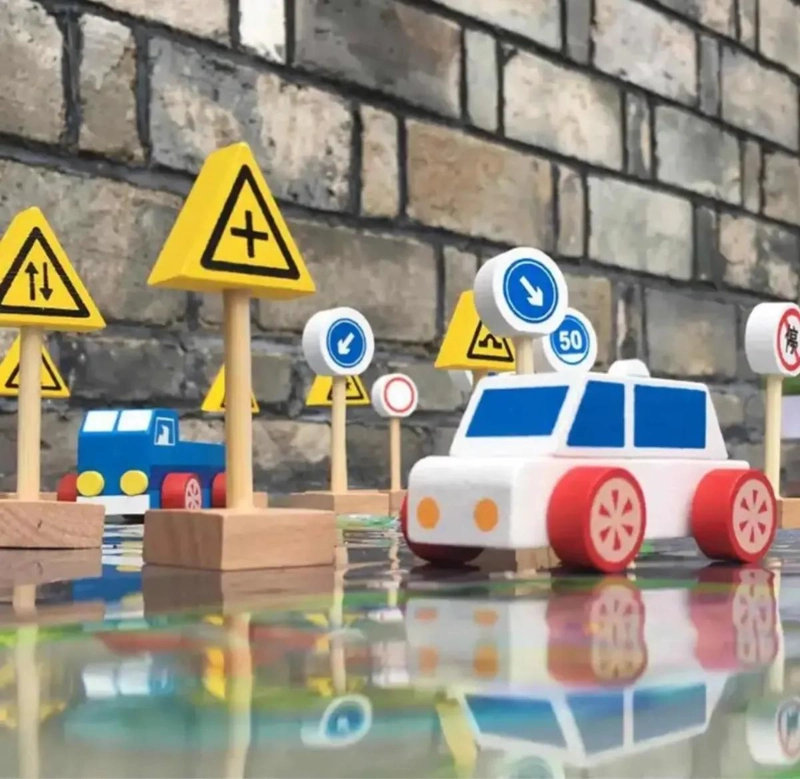 SEÑALES DE SEGURIDAD DE TRAFICO DE MADERA PARA NIÑOS - 4