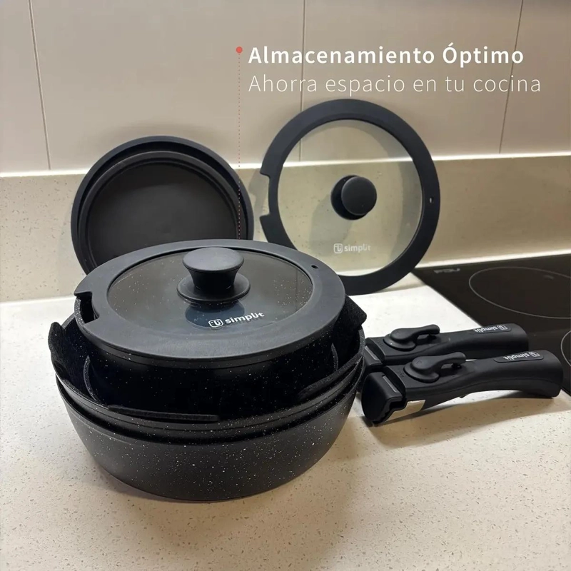 BATERIA DE COCINA CON SET DE 12 UTENSILIOS NEGRO - 2