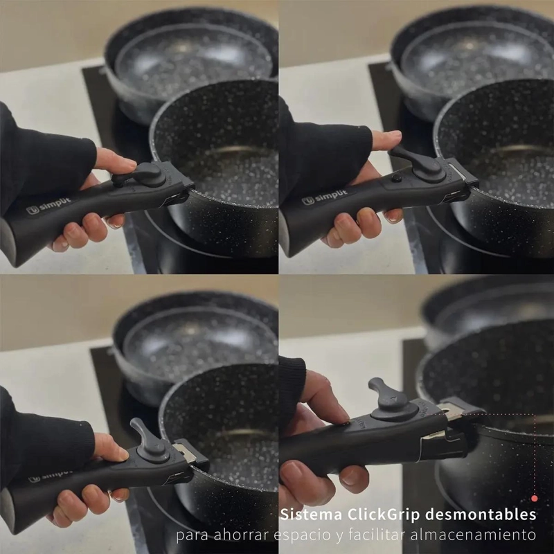 BATERIA DE COCINA CON SET DE 12 UTENSILIOS NEGRO - 3