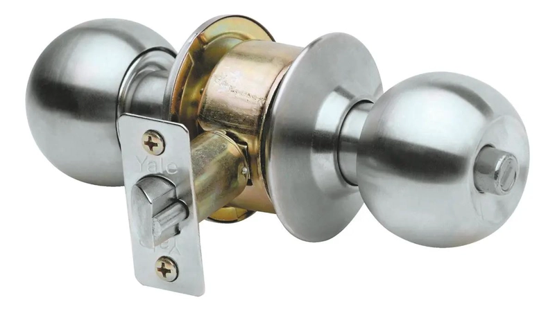 CERRADURA CILINDRICA CON POMO PARA DORMITORIO COLOR INOX - 1