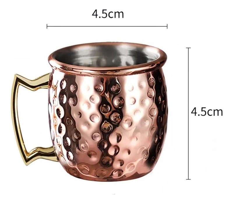 SET DE 6 VASOS DE ACERO INOXIDABLE CON ACABADO COBRE PARA COCTELES 60ML - 1