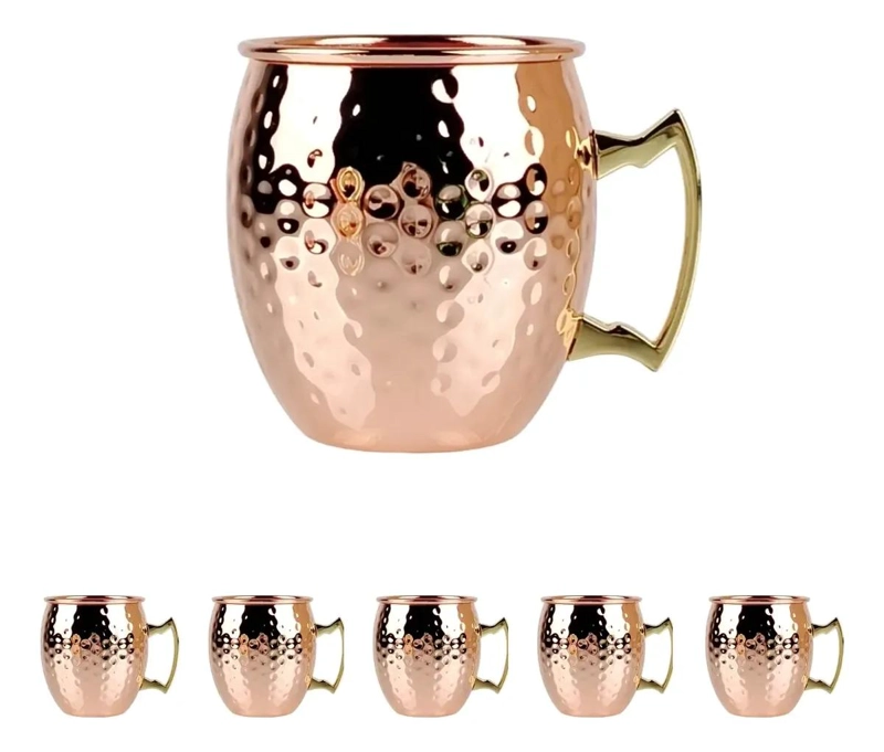 SET DE 6 VASOS DE ACERO INOXIDABLE CON ACABADO COBRE PARA COCTELES 60ML - 2
