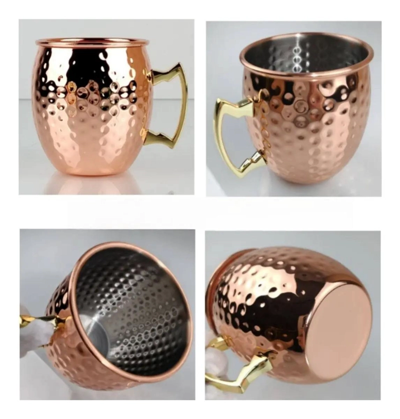 SET DE 6 VASOS DE ACERO INOXIDABLE CON ACABADO COBRE PARA COCTELES 60ML - 4