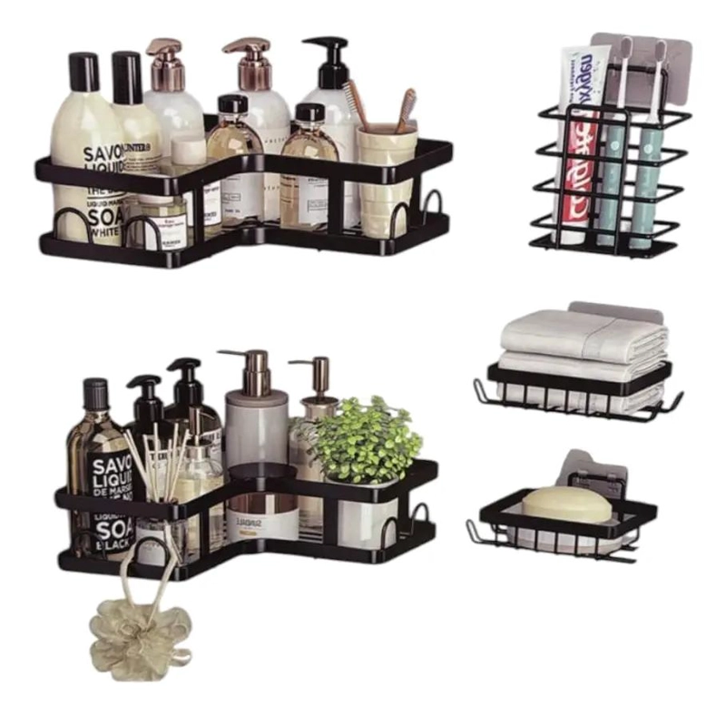 SET 2 REPISAS ADHESIVAS PARA DUCHA EN NEGRO - 1