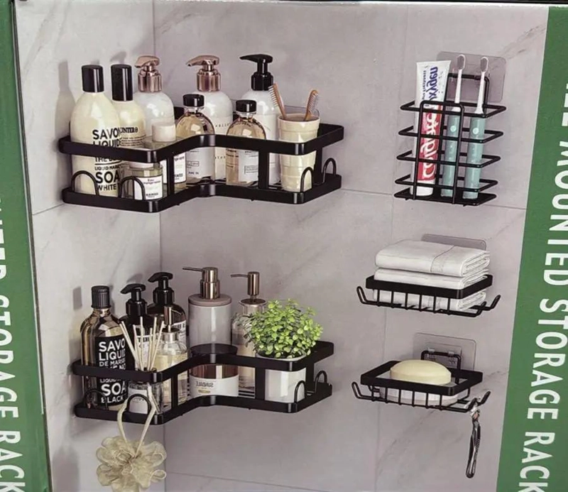SET 2 REPISAS ADHESIVAS PARA DUCHA EN NEGRO - 2