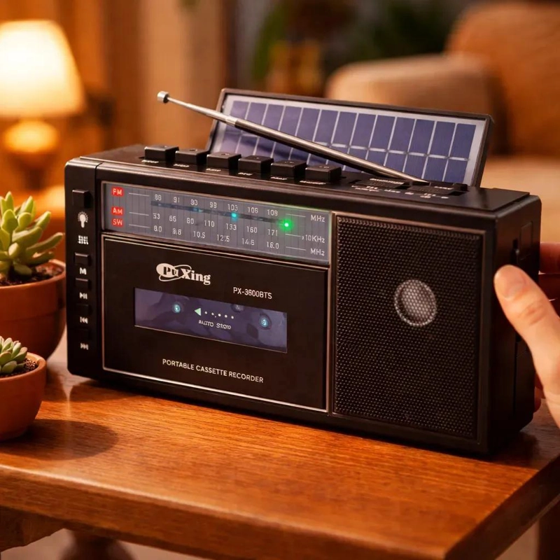 RADIO SOLAR CASSETTE BLUETOOTH VINTAGE AM/FM SD RECARGABL - 2