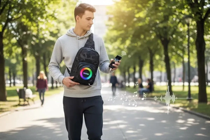 PARLANTE PORTATIL BLUETOOTH RECARGABLE CON LUCES RGB - 5