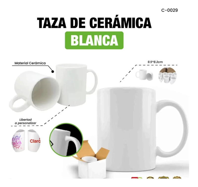 PACK 24 TAZONES BLANCOS 11 OZ PARA SUBLIMACION - 5