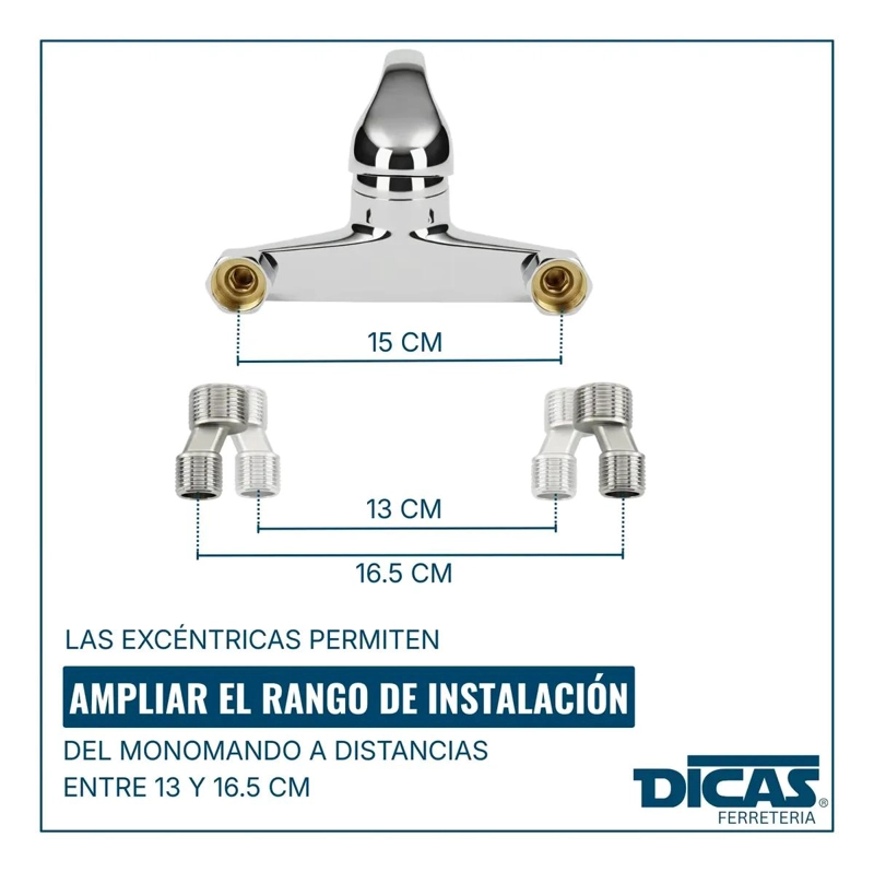 LLAVE MONOMANDO PARA TINA Y DUCHA CUERPO METALICO CROMADO - 4