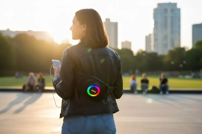 PARLANTE BLUETOOTH PORTATIL RECARGABLE CON LUZ RGB - 5