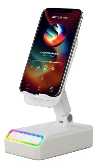 PARLANTE CON SOPORTE INDUCCION BASS Y LUZ RGB BLANCO - 1