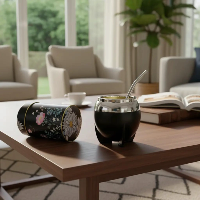 SET DE MATE CON BOMBILLA Y DISPENSADOR DE YERBA PREMIUM - 1