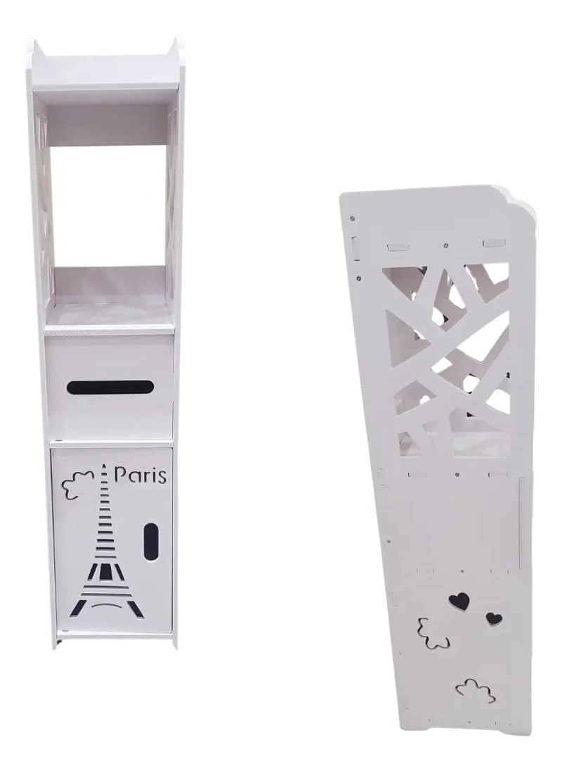 MUEBLE ORGANIZADOR DE BAÑO BLANCO CON PORTA PAPEL - 1