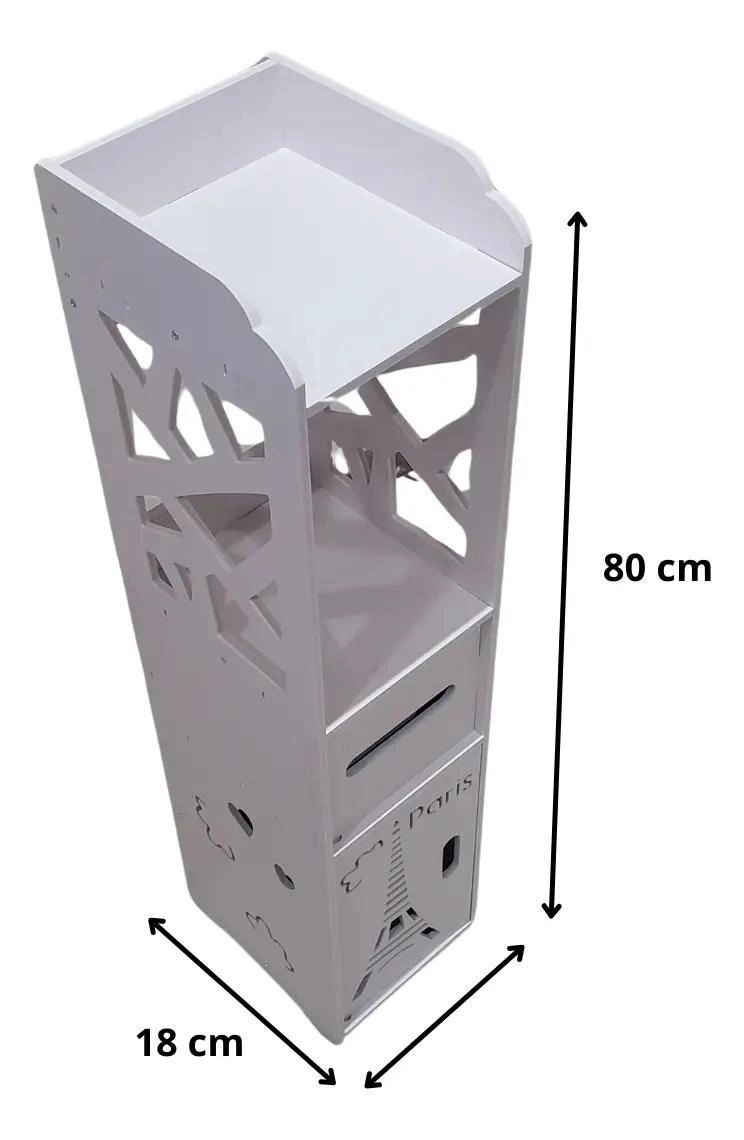 MUEBLE ORGANIZADOR DE BAÑO BLANCO CON PORTA PAPEL - 4