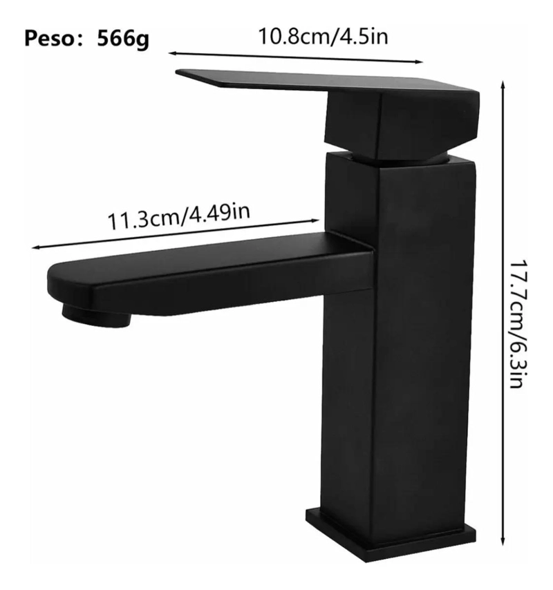 GRIFO MONOCOMANDO CUADRADO NEGRO ACERO INOXIDABLE - 3