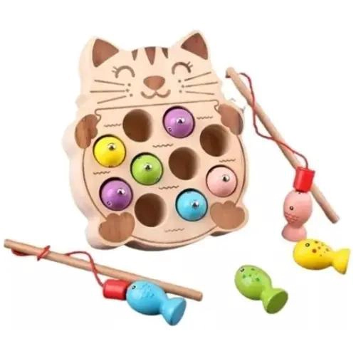 JUEGO DIDACTICO PESCA MAGNE TICA GATITOS EN MADERA - 1
