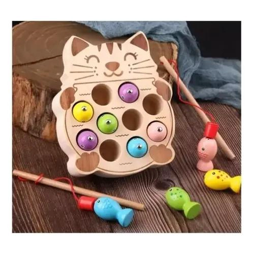 JUEGO DIDACTICO PESCA MAGNE TICA GATITOS EN MADERA - 2