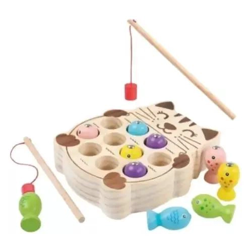 JUEGO DIDACTICO PESCA MAGNE TICA GATITOS EN MADERA - 3