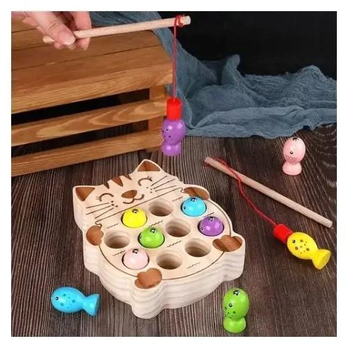 JUEGO DIDACTICO PESCA MAGNE TICA GATITOS EN MADERA - 5