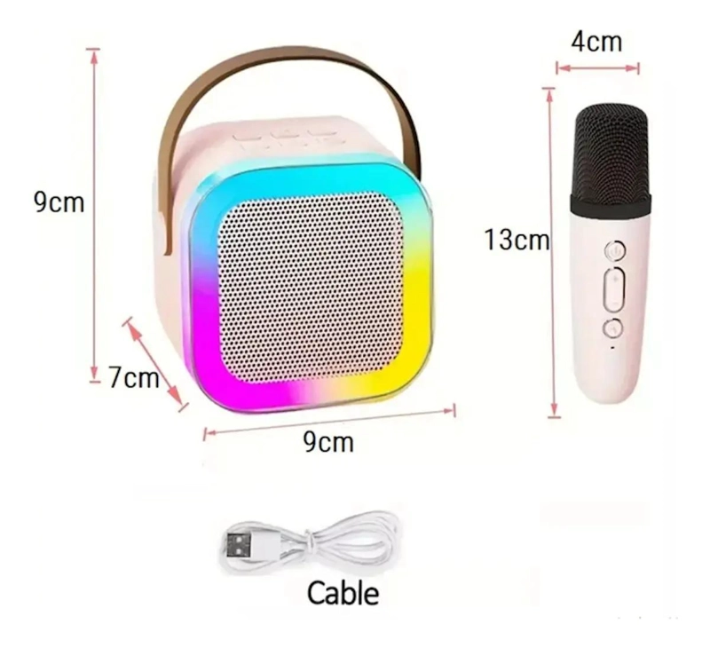 PARLANTE KARAOKE PORTATIL CON MICROFONO Y LUCES LED RGB - 5
