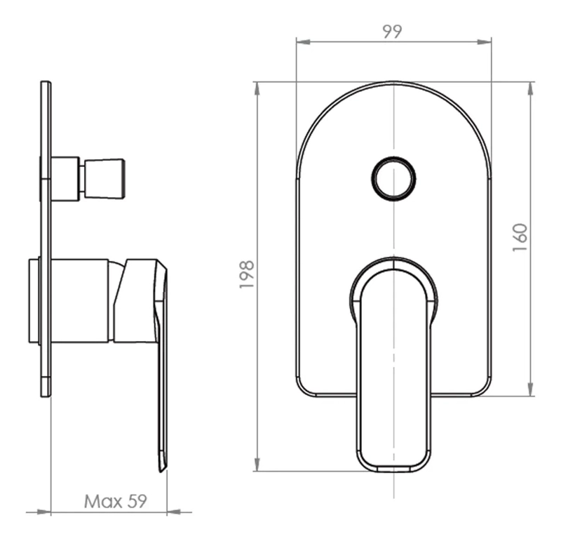 MONOMANDO EMPOTRADO PARA BAÑO COLOR CROMO - 2