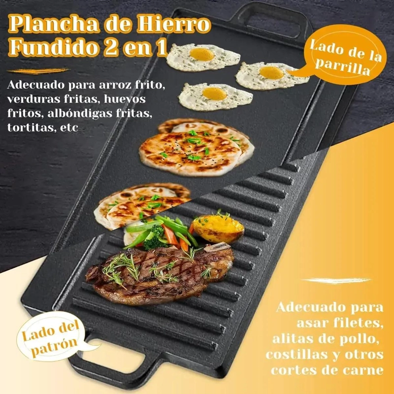 PLANCHA CHURRASQUERA REVERSIBLE DE HIERRO FUNDIDO 50 CM - 4