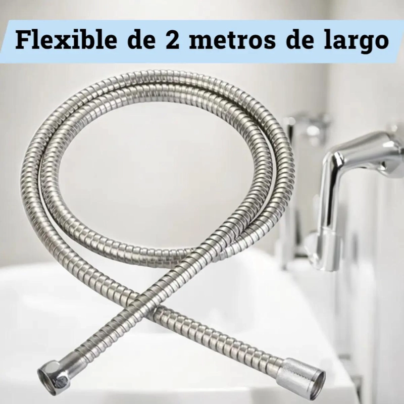 JUEGO DE DUCHA CON TELE FONO Y MANGUERA FLEXIBLE DE 2M - 5
