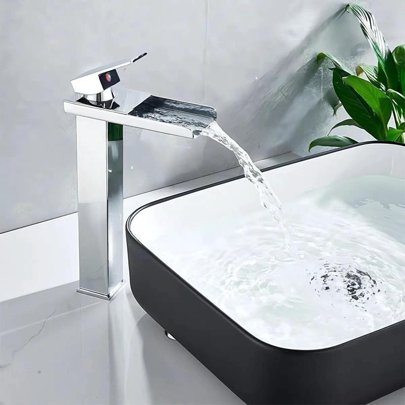 MONOCOMANDO PARA LAVATORIO CON CAÑO CASCADA ACERO INOX - 4