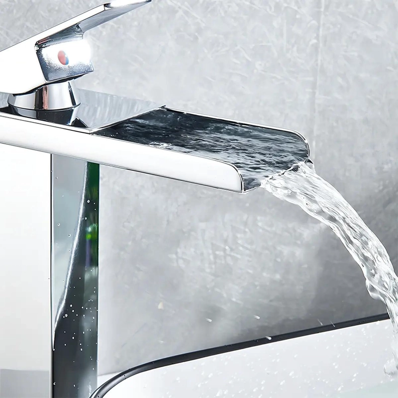 MONOCOMANDO PARA LAVATORIO CON CAÑO CASCADA ACERO INOX - 5